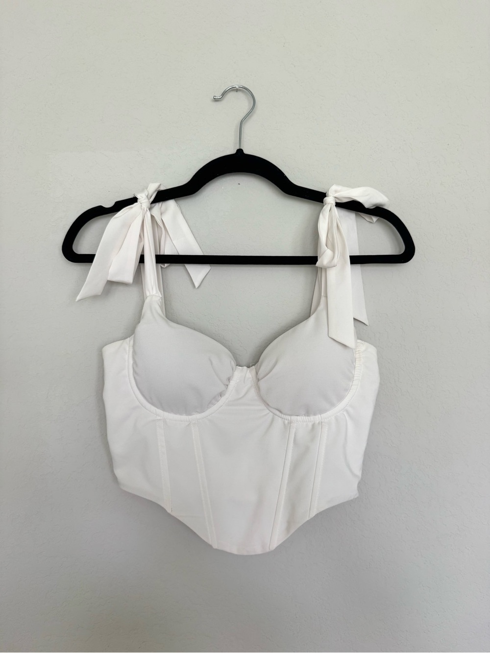 Tie-Shoulder White Bustier Top